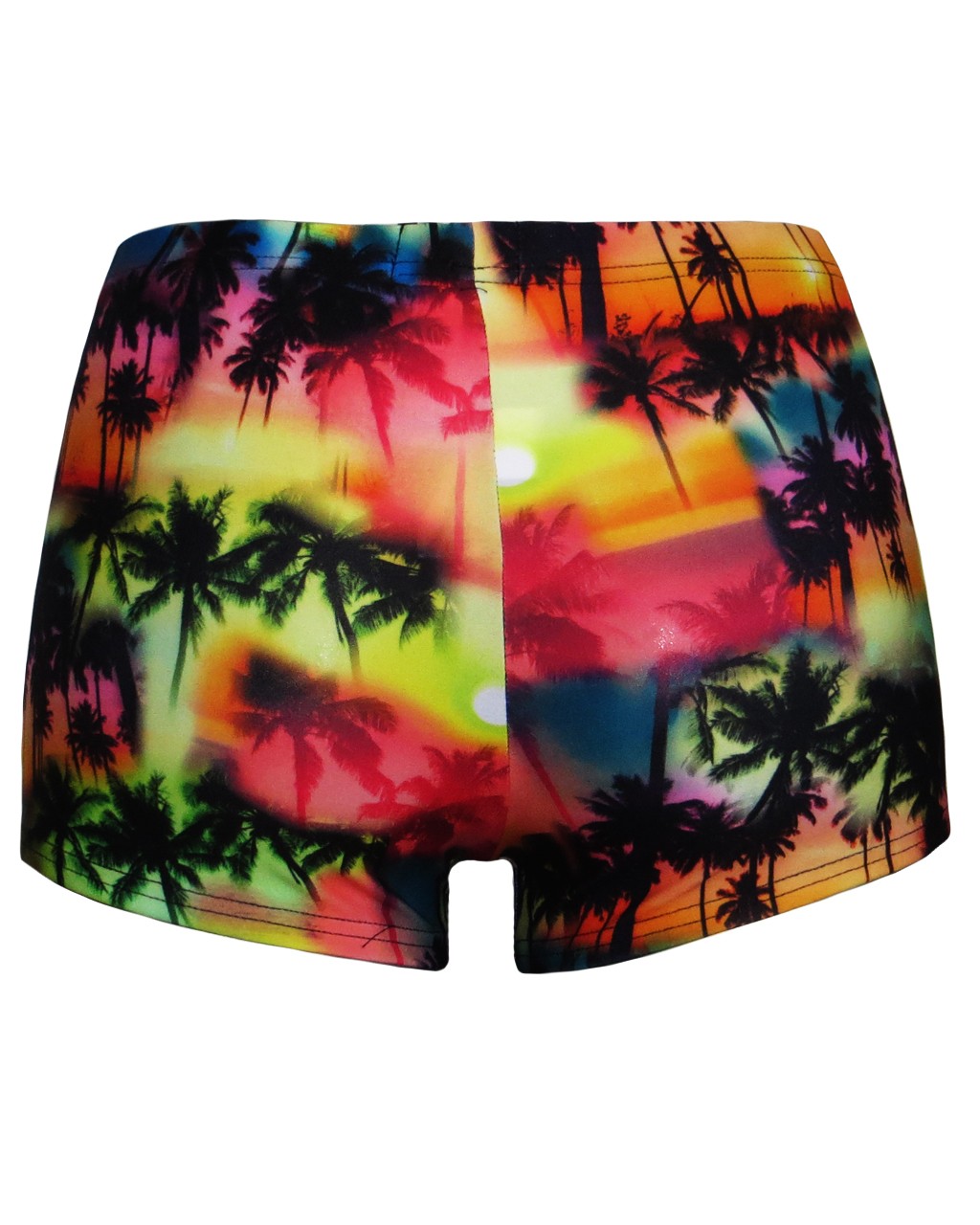Los Angeles Beach Colourful Exotic Palm Trees Sunset Print Shorts Hot Pants
