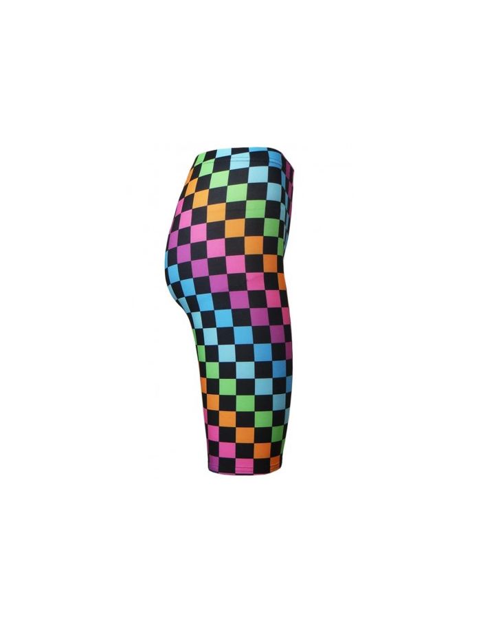  Rainbow Coloured Check Squares Printed Cycle Shorts 