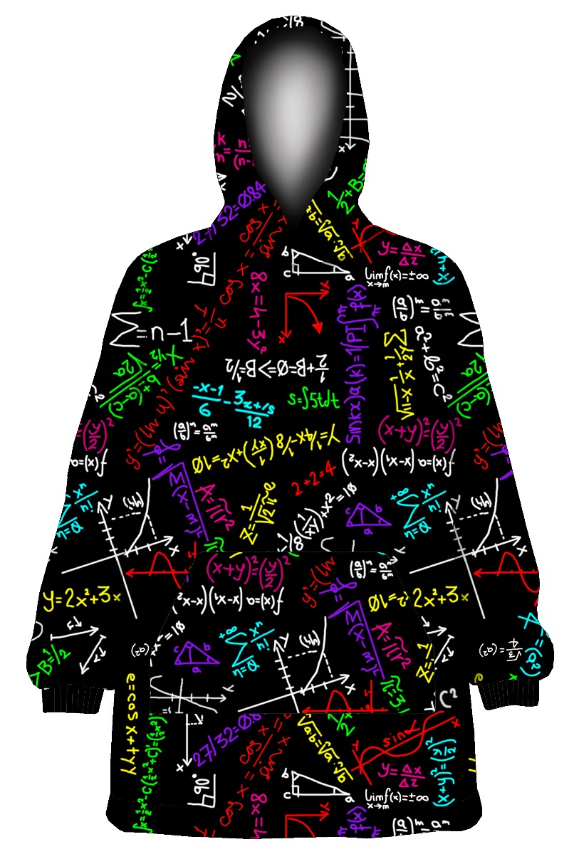 Unisex Maths Formulas Blackboard School Printed Oversized Blanket Fleece Hoodie