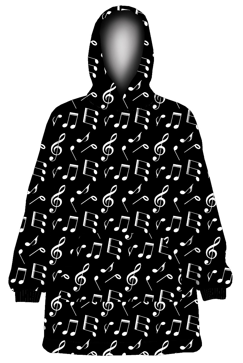 Unisex Unique Musical Notes Symbols Signs Printed Oversized Blanket Fleece Hoodie