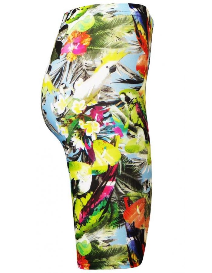 Exotic Tropical Birds Parrots Hawaii Flowers Floral Printed Cycle Shorts 