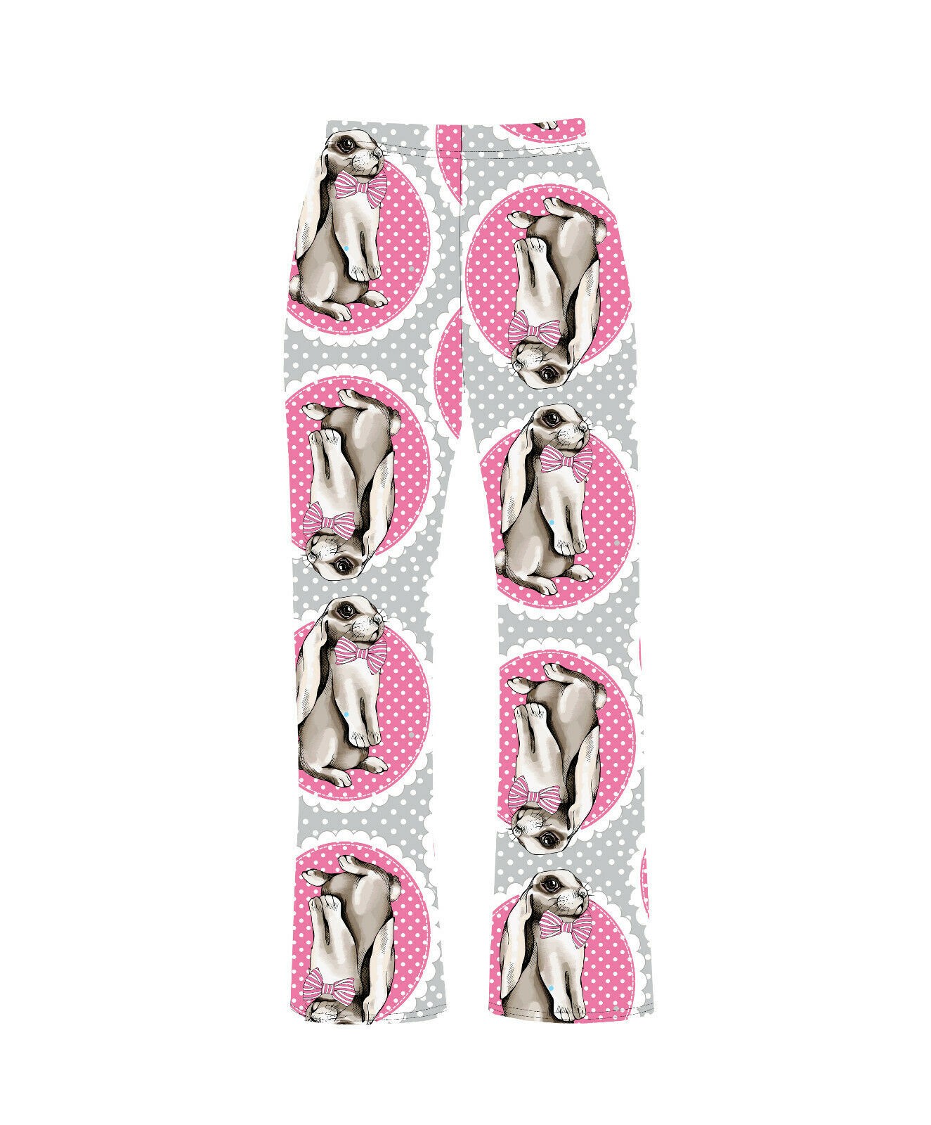 Cute Rabbits Bunny Bow Polka Dot Animal Lovers Print Loungewear Sleepwear Pyjama Bottoms