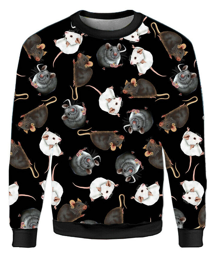 Cute Mouse Rats Printed Crew Neck Sweatshirt Jumper