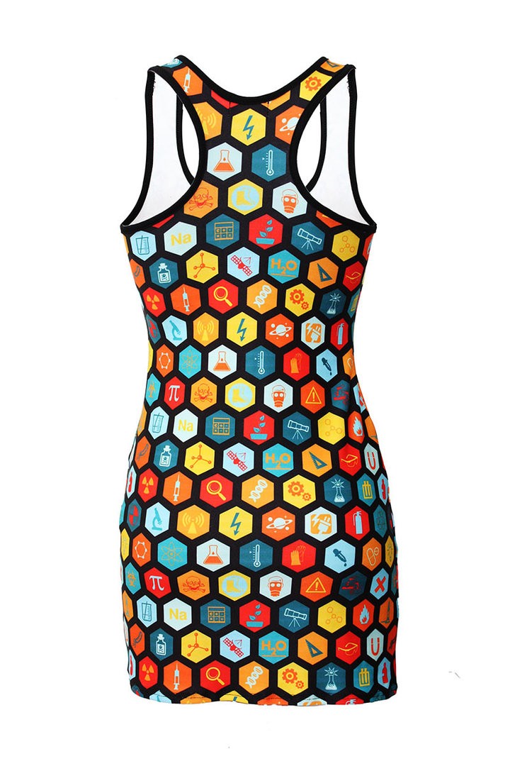 Science Geometric Geeky Microscope Space Print Long Vest Top