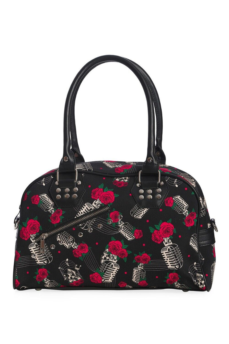 Skull Roses Nashville Stud Zip Handbag Shoulder Bag & Wallet Gift Set