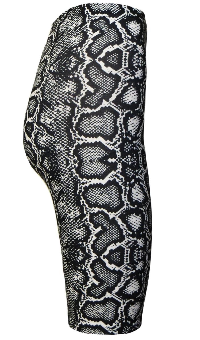 Classic Monochrome Snake Python Skin All Over Print Cycle Shorts