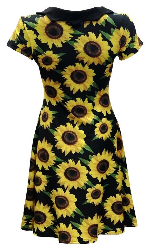 Gorgeous Sunflower Sunset Floral All Over Printed Collar Dress