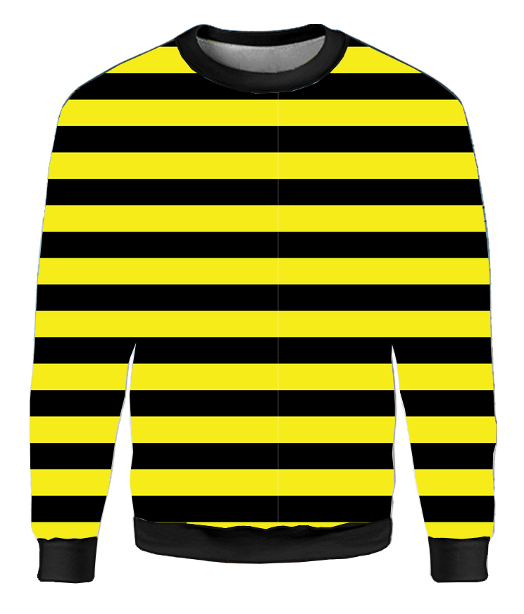 Unisex Bumble Bee Yellow And Black Horizontal Stripes Printed Crew Neck Sweatshirt Jumper