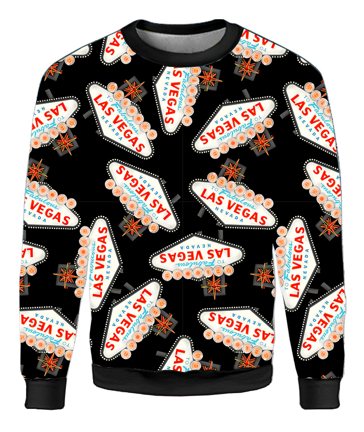 Unisex Las Vegas City Nevada Lights Printed Crew Neck Sweatshirt Jumper