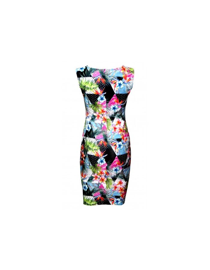 Tropical Floral Palm Leaves Triangle Geometric Polka Dot Marble Print Midi Bodycon Dress