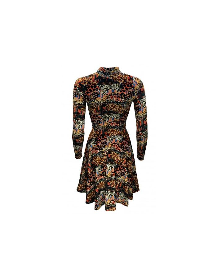 Traditional African Wild Animal Velvet Velour High Neck Dress