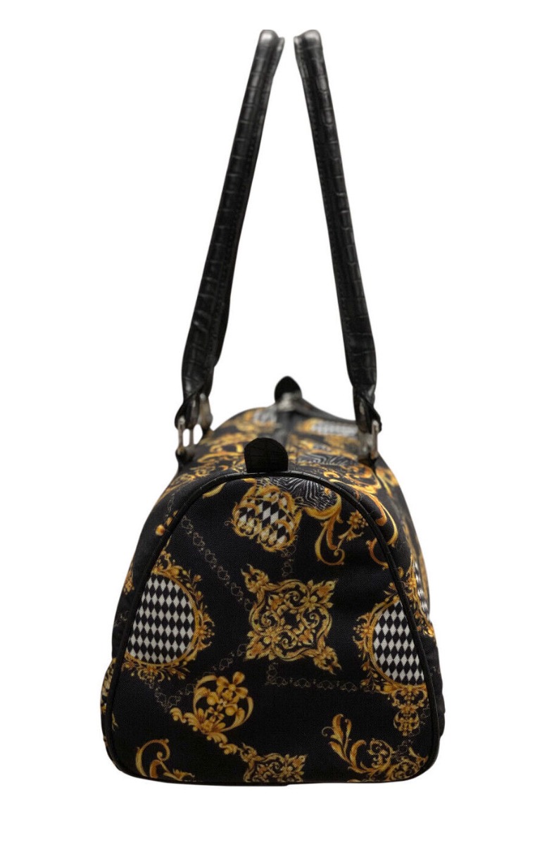 Vintage Gold Baroque Damask Paisley Monochrome Harlequin Mini Bowling Bowl Bag